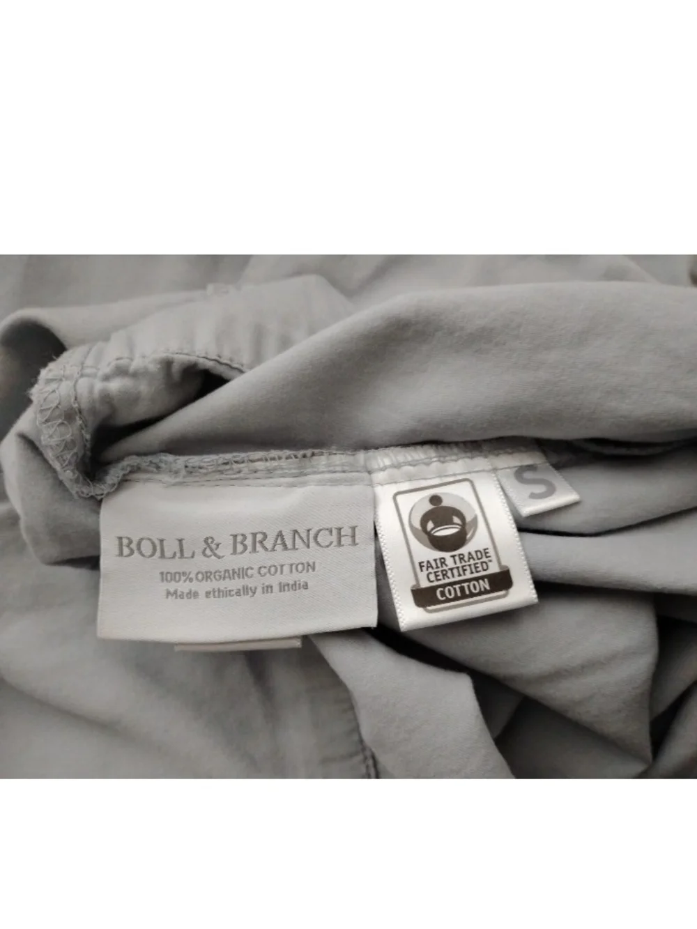 Boll & Branch 100% Organic Cotton Pillow Case (2) Blue/Gray Standard